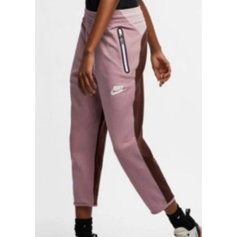 Nike Tech Fleece Sweatpants Women's Pink Burgundy Cropped Joggers Sz Medium